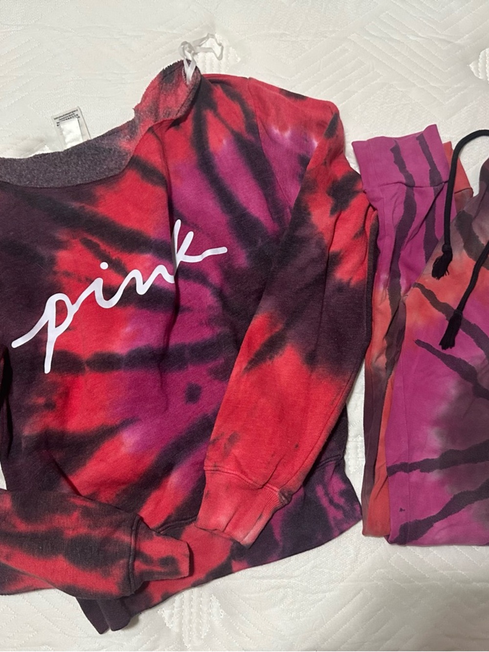 PINK Victoria's Secret Tie-Dye Pullover - Red, Magenta, Black
